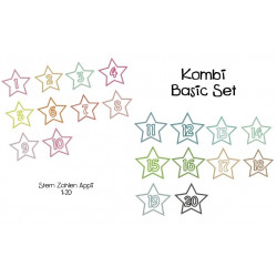 Stickserie - Stern Zahlen Appli Kombi Set 1-20